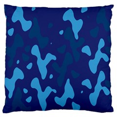 Blue Camouflage Pattern Standard Premium Plush Fleece Cushion Case (one Side) by kyorashop23