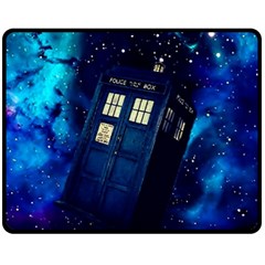 Tardis Doctor Who Space Galaxy Two Sides Fleece Blanket (medium) by Cemarart