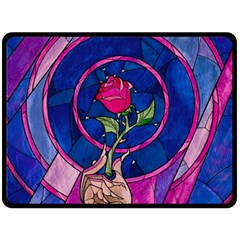 Enchanted Rose Stained Glass Fleece Blanket (large) by Cemarart