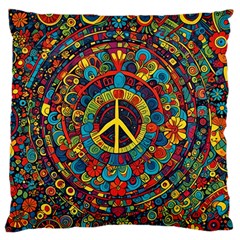 Peace Abstract Pattern Creative Drawing Large Premium Plush Fleece Cushion Case (one Side) by Posterlux