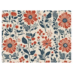 Retro Scandinavian Nordic Flowers Pattern Two Sides Premium Plush Fleece Blanket (baby Size) by violetheavensky