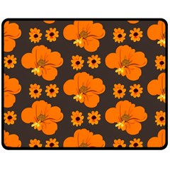 Retro 40s 50s Flowers Pattern Halloween 2 Two Sides Fleece Blanket (medium) by violetheavensky